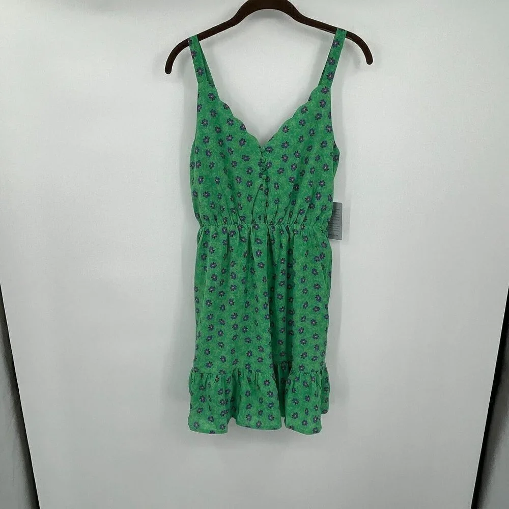 Melloday Womens Dress S Green Multi Floral V Neck Sleeveless Lined Sundress New